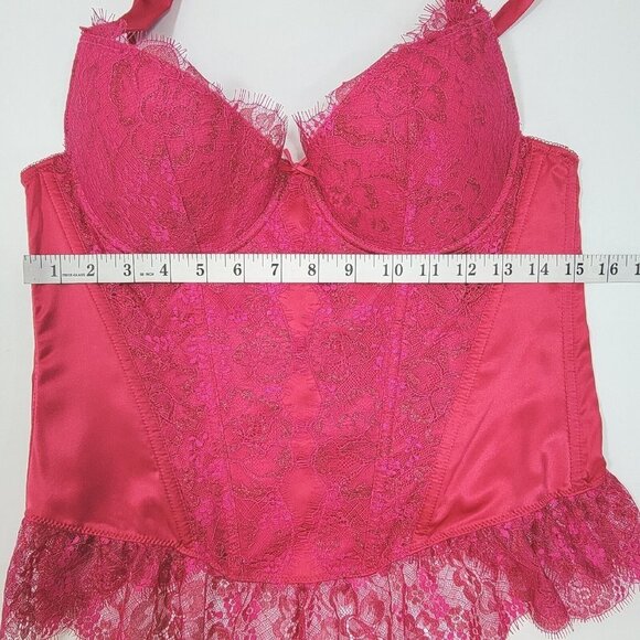 Vtg Y2K Victorias Secret Corset Womens 36C Pink Lace Coquette Whimsical Festival - Picture 12 of 13